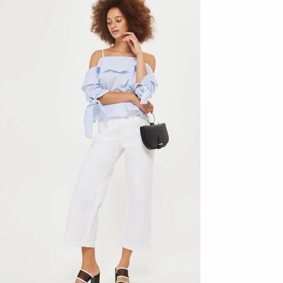 Topshop stripe cold shoulder blouse - Picture 2 of 5